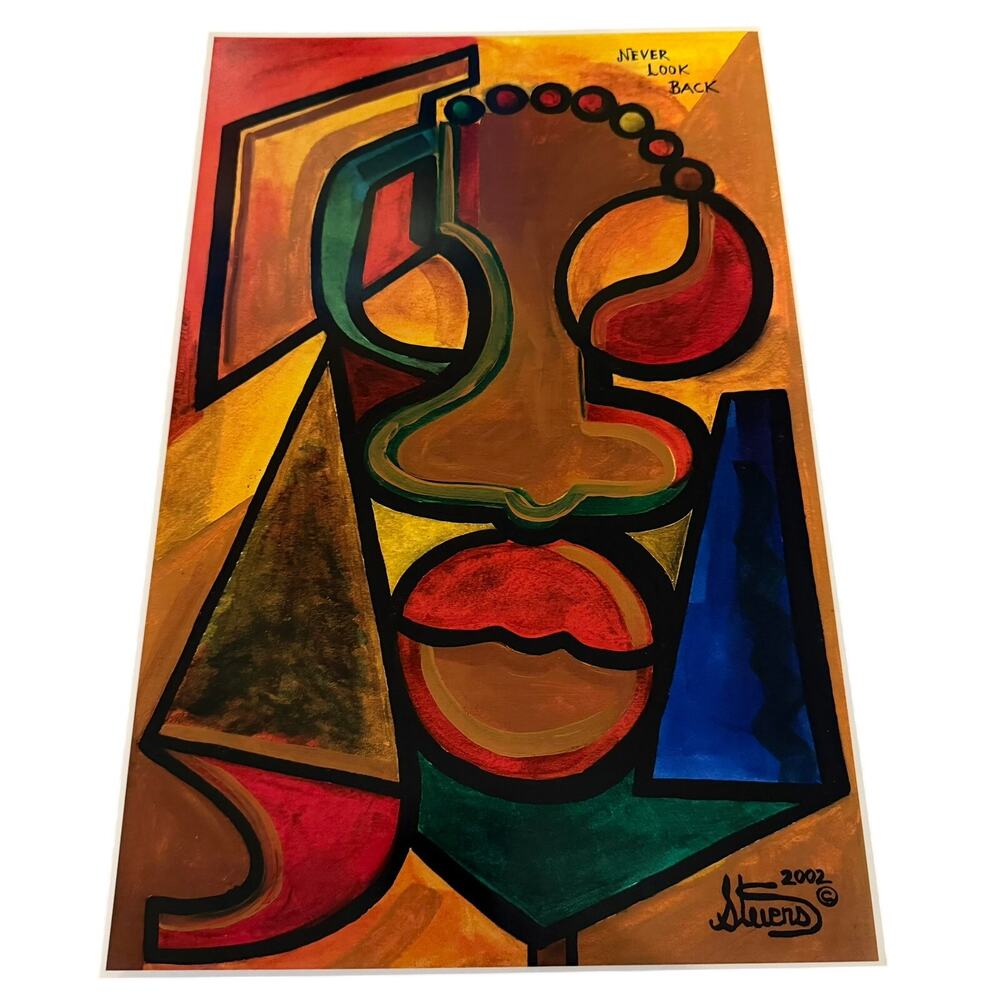 Larry Stevens 2002 Abstract Cubist Art Print 'Never Look Back'